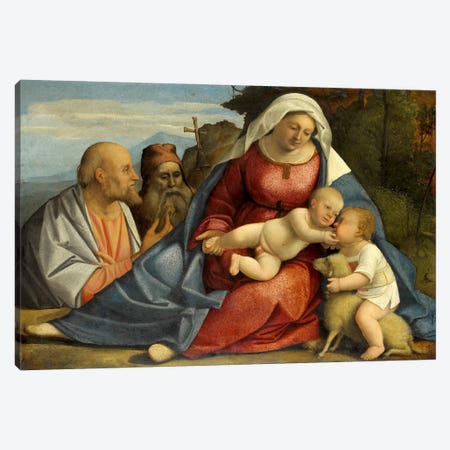 Madonna and Child, Little John the Baptist, Peter and Anthony the Hermit Canvas Print #14112} by Unknown Artist Canvas Print