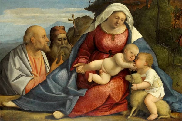 Renaissance: Madonna and Child, Little John the Baptist, Peter and Anthony the Hermit by Unknown Artist