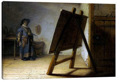 The Artist in His Studio Canvas Art Print - Rembrandt van Rijn