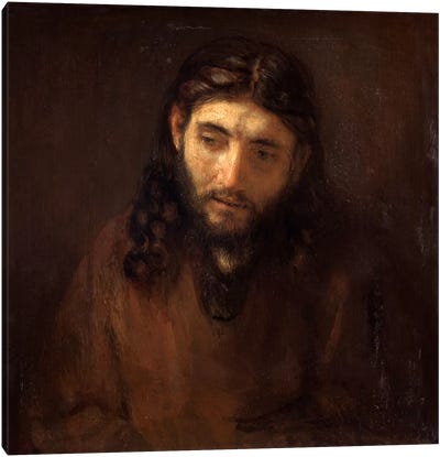 Head of Christ Canvas Art Print - Rembrandt van Rijn