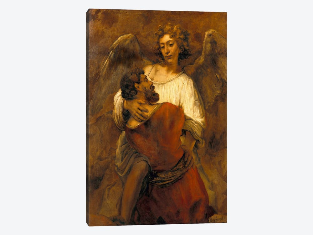 Jacob Wrestling with an Angel by Rembrandt van Rijn 1-piece Canvas Print