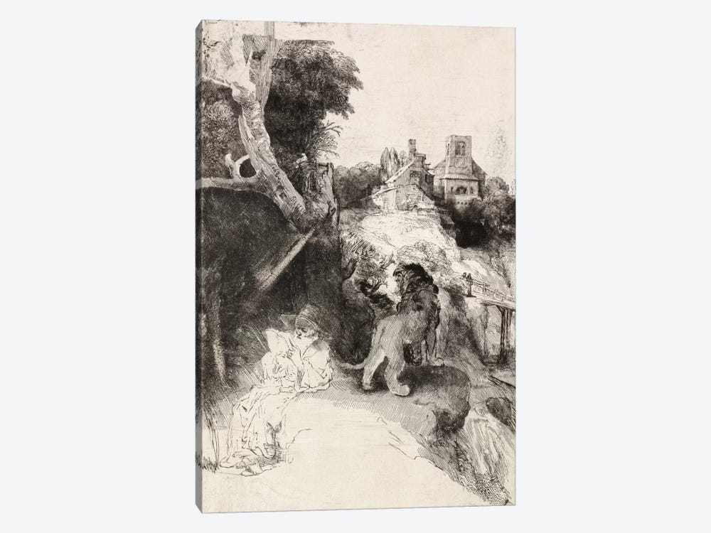 Saint Jerome Reading in an Italian Landscape by Rembrandt van Rijn 1-piece Canvas Artwork