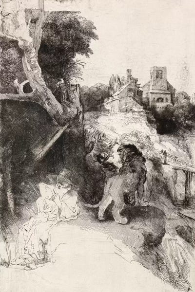 Rembrandt van Rijn: Saint Jerome Reading in an Italian Landscape by Rembrandt van Rijn