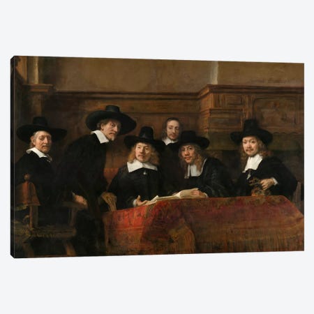 The Sampling Officials or Syndics of the Drapers' Guild Canvas Print #14140} by Rembrandt van Rijn Canvas Art