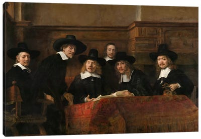 The Sampling Officials or Syndics of the Drapers' Guild Canvas Art Print - Rembrandt van Rijn