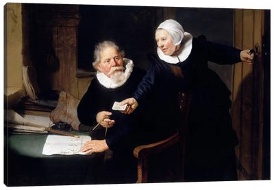 The Shipbuilder & his Wife Canvas Art Print - Dutch Golden Age Art