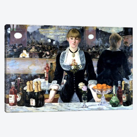 Bar At The Folies Bergeres Canvas Print #1423} by Edouard Manet Canvas Artwork