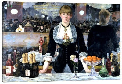 Bar At The Folies Bergeres Canvas Art Print - Edouard Manet
