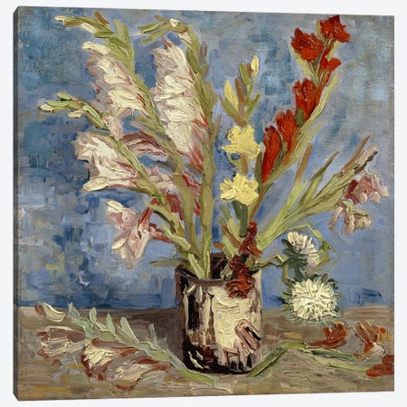 Vase With Gladioli & China Asters, 1886 Canvas Print #14261} by Vincent van Gogh Art Print
