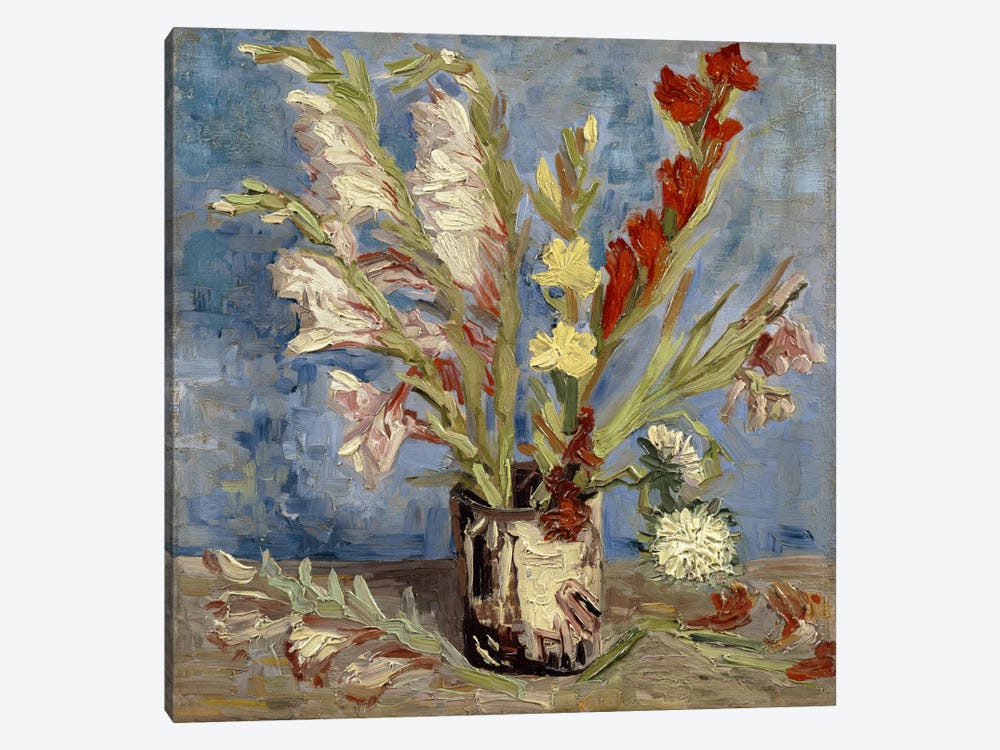 Vase With Gladioli & China Asters, 1886 1-piece Canvas Wall Art
