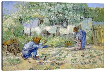 First Steps (After Millet) Canvas Art Print - Fatherly Love