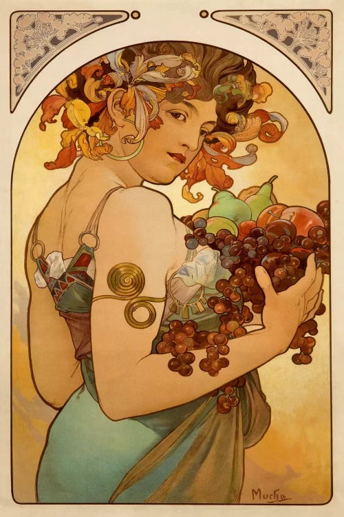 Fruit by Alphonse Mucha wall art