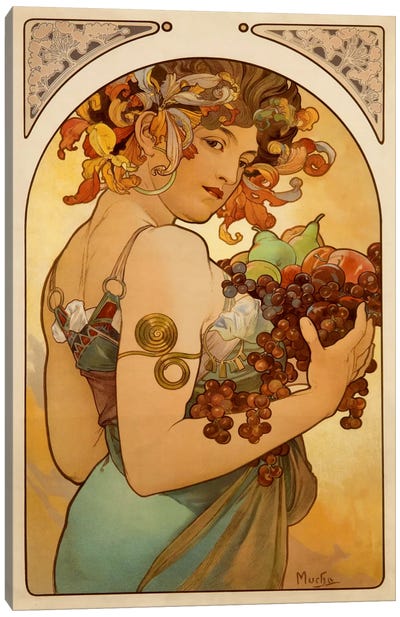 Fruit Canvas Art Print - Alphonse Mucha
