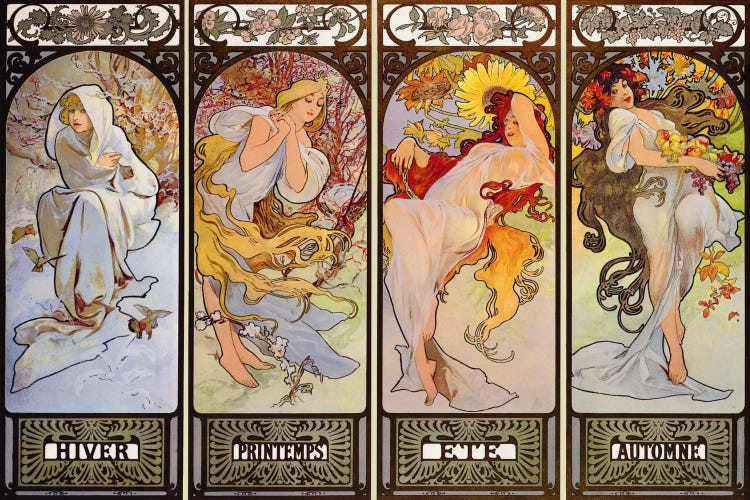 Les Saisons by Alphonse Mucha wall art