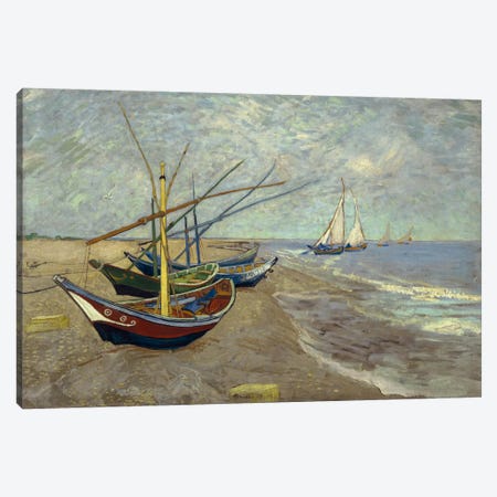 Fishing Boats on the Beach at les Saintes Maries de la Mer Canvas Print #14338} by Vincent van Gogh Canvas Art Print