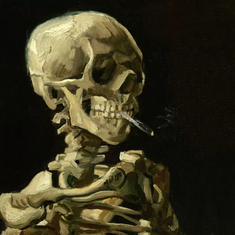 Head of a Skeleton With a Burning Cigarette