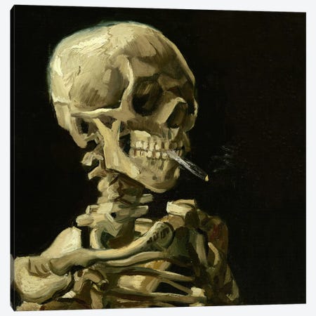 Head of a Skeleton With a Burning Cigarette Canvas Print #14348} by Vincent van Gogh Canvas Art