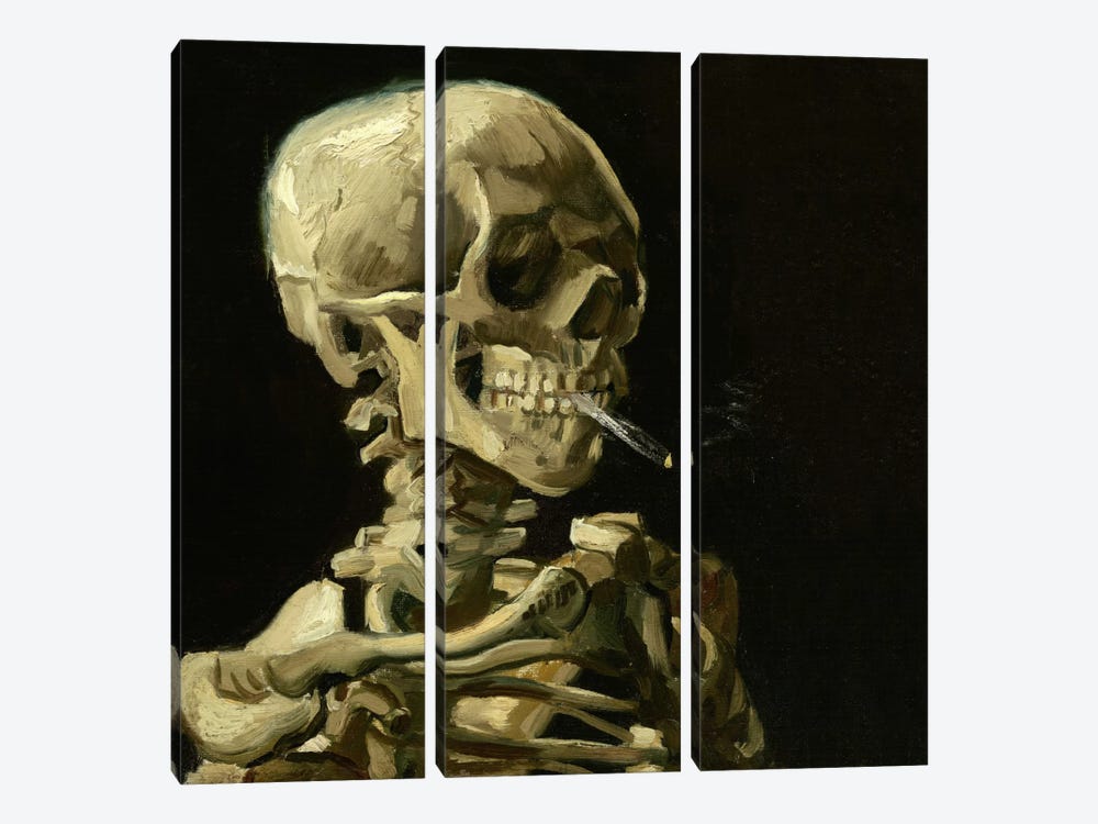 Head of a Skeleton With a Burning Cigarette by Vincent van Gogh 3-piece Canvas Art