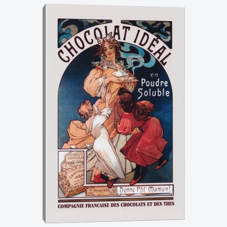 Chocolat Ideal Canvas Print #1434} by Alphonse Mucha Canvas Artwork