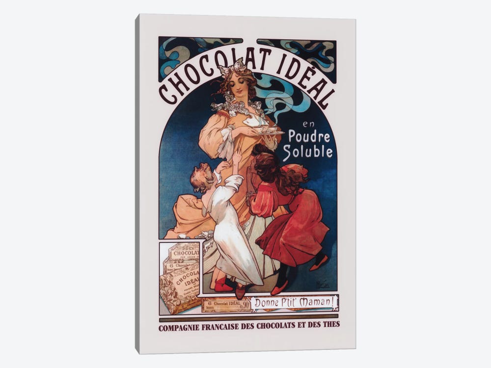 Chocolat Ideal by Alphonse Mucha 1-piece Canvas Art
