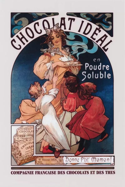 Vintage Kitchen Posters: Chocolat Ideal by Alphonse Mucha