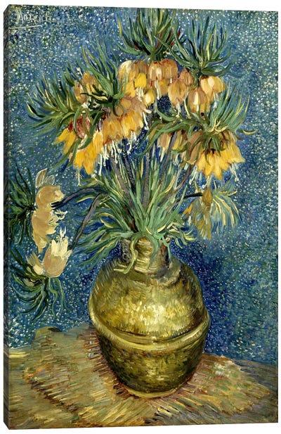 Crown Imperial Fritillaries in a Copper Vase Canvas Art Print - Post-Impressionism Art