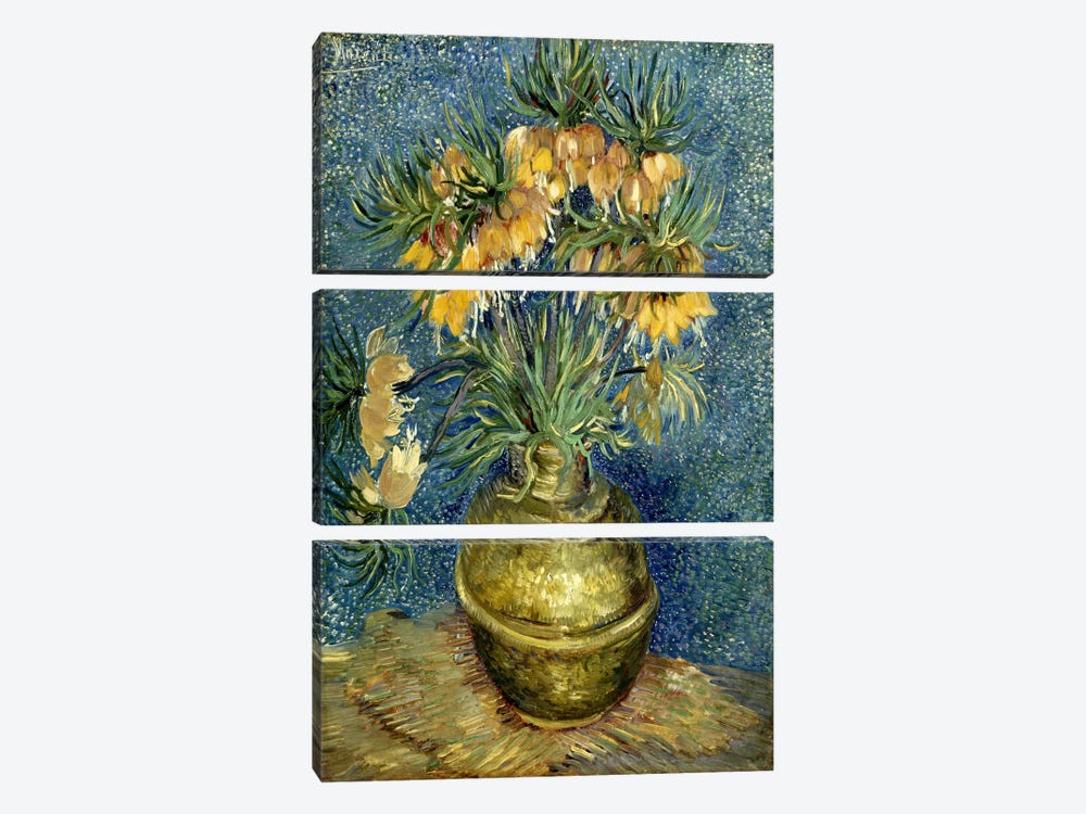 Crown Imperial Fritillaries in a Copper Vase by Vincent van Gogh 3-piece Canvas Art Print