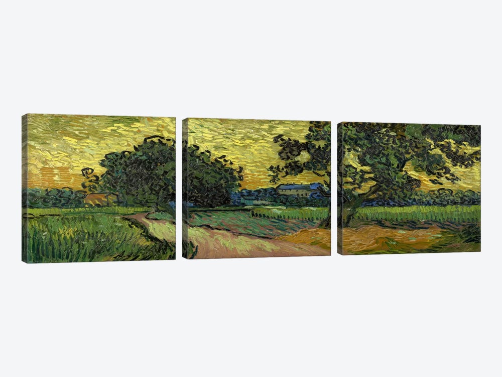 Landscape at Twilight by Vincent van Gogh 3-piece Canvas Artwork