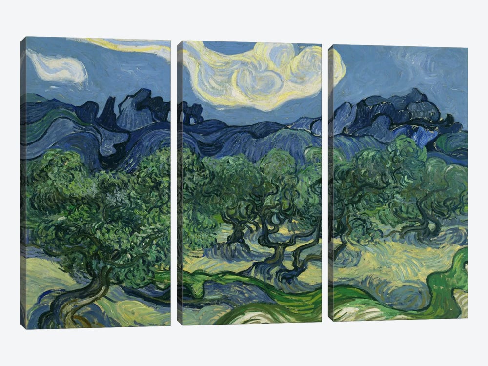 Olive Trees with the Alpilles in the Background by Vincent van Gogh 3-piece Canvas Art Print