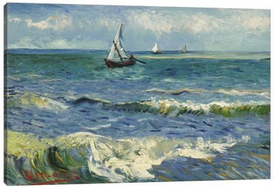Seascape Near Les Saintes Maries de la Mer Canvas Art Print - Boat Art