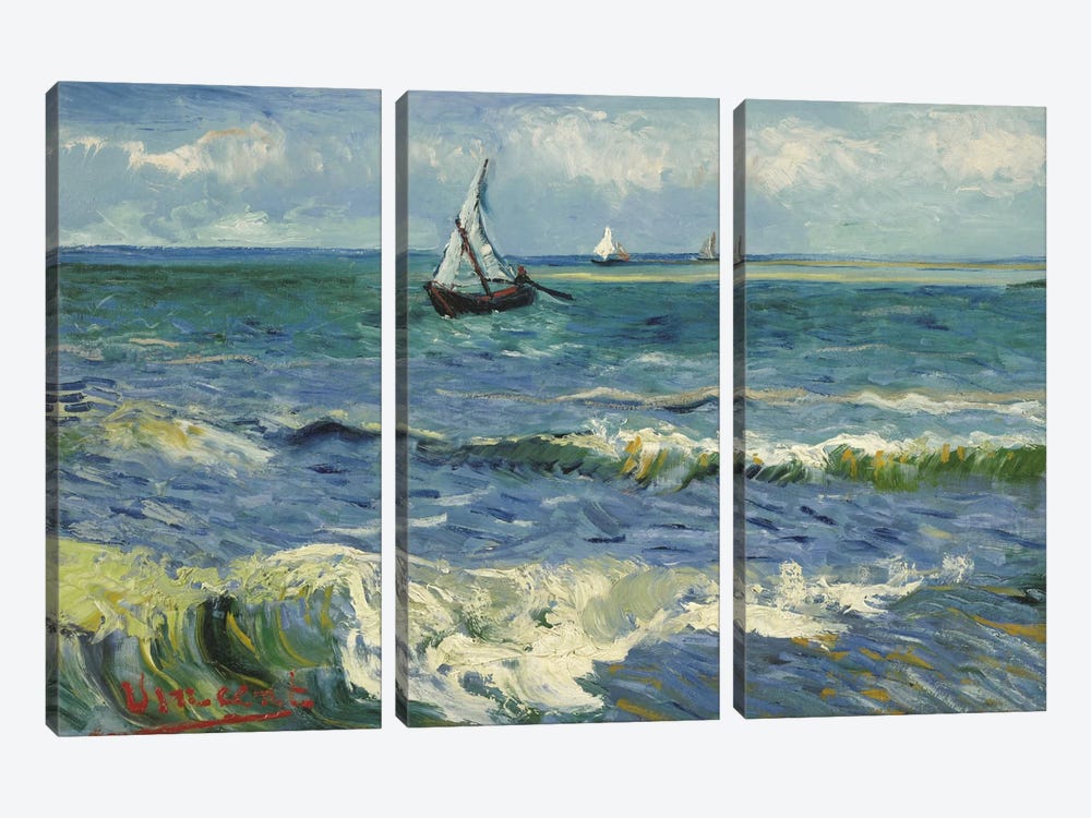 Seascape Near Les Saintes Maries de la Mer by Vincent van Gogh 3-piece Canvas Artwork