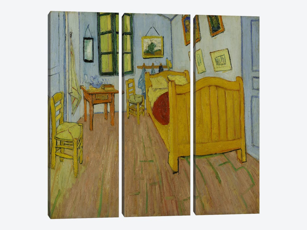 Bedroom In Arles, First Version, October 1888 (van Gogh Museum) by Vincent van Gogh 3-piece Canvas Artwork