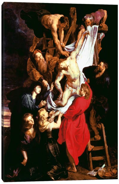 The Descent From The Cross, Central Panel of The Triptych, 1611-14 Canvas Art Print - Peter Paul Rubens