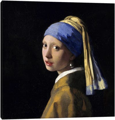Girl with a Pearl Earring Canvas Art Print - Black & Dark Art