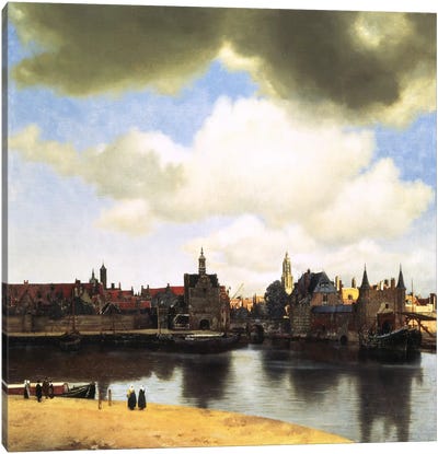 View of Delft, C.1660-61 Canvas Art Print - Urban River, Lake & Waterfront Art