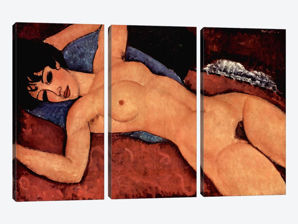 Nudo Sdraiato by Amedeo Modigliani 3-piece Canvas Art Print