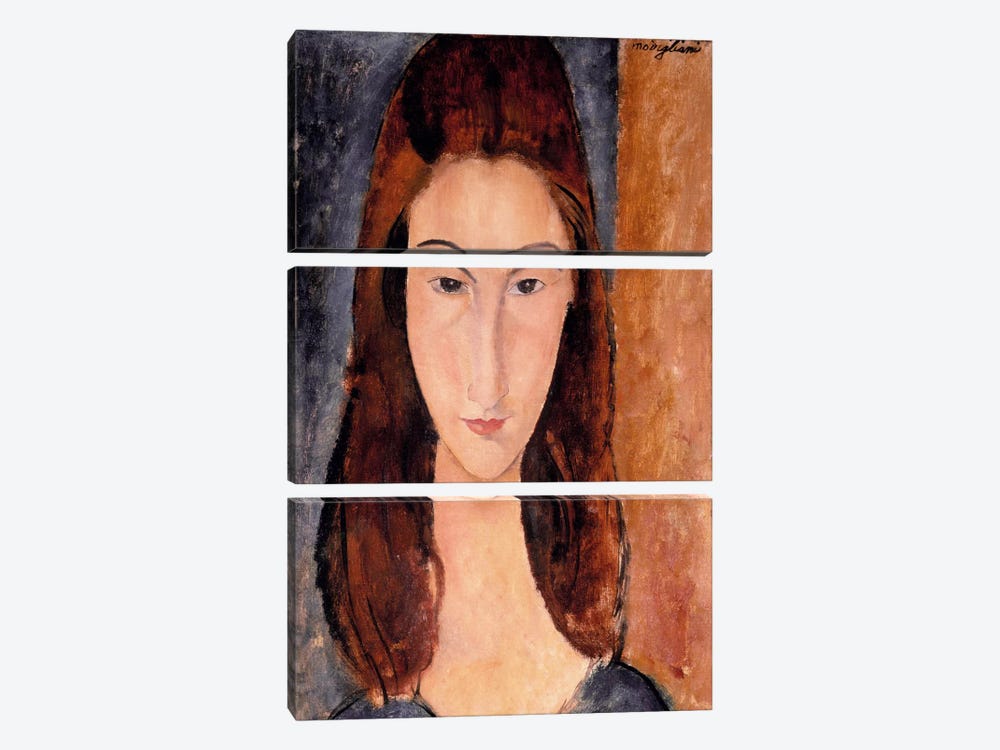 Portrait of Jeanne Hebuterne by Amedeo Modigliani 3-piece Canvas Art