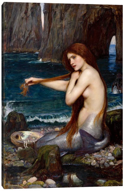 A Mermaid Canvas Art Print - John William Waterhouse