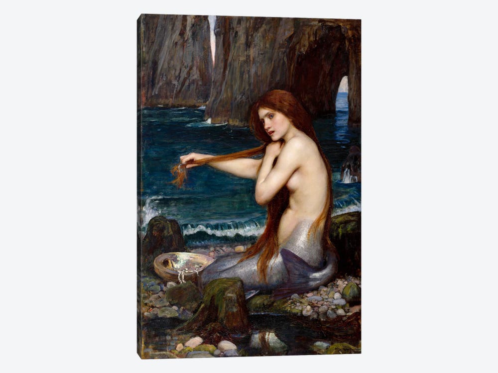 A Mermaid by John William Waterhouse 1-piece Canvas Art Print