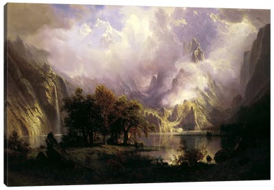 View of Rocky Mountains Canvas Art Print - Albert Bierstadt