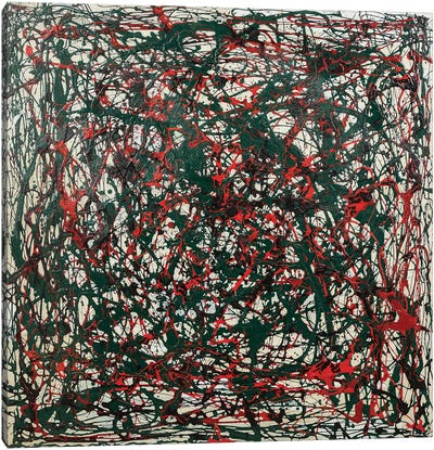 Untitled Green and Red Canvas Art Print - Similar to Jackson Pollock