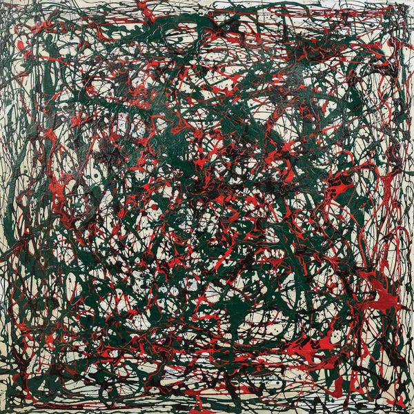 Similar To Jackson Pollock: Untitled Green and Red by Shawn Jacobs