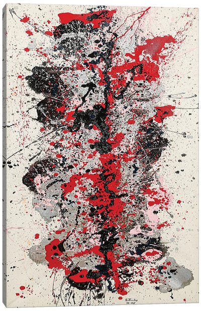 The Dragon Canvas Art Print - Black, White & Red Art