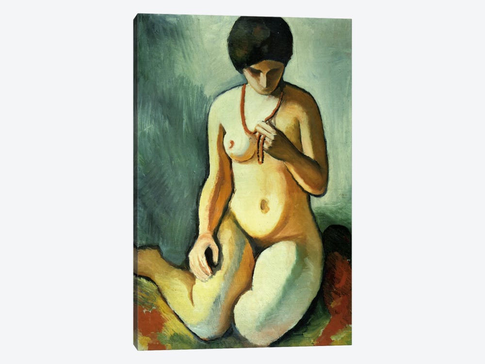 Nude with Coral Necklace by August Macke 1-piece Canvas Wall Art