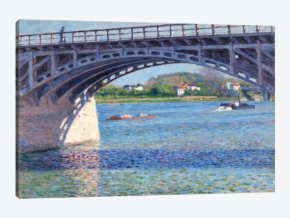 The Argenteuil Bridge and The Seine by Gustave Caillebotte 1-piece Canvas Wall Art