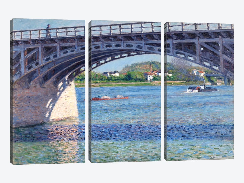 The Argenteuil Bridge and The Seine by Gustave Caillebotte 3-piece Canvas Wall Art