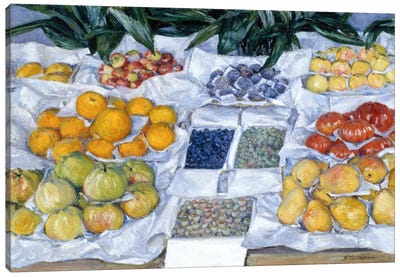 Fruit Displayed on a Stand Canvas Art Print - Gardening Art