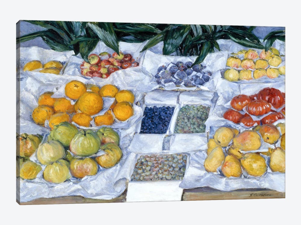 Fruit Displayed on a Stand by Gustave Caillebotte 1-piece Canvas Print