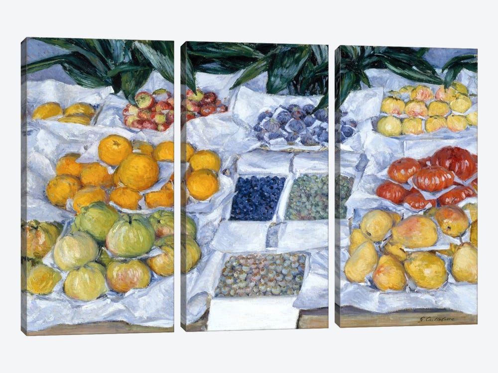 Fruit Displayed on a Stand 3-piece Canvas Art Print