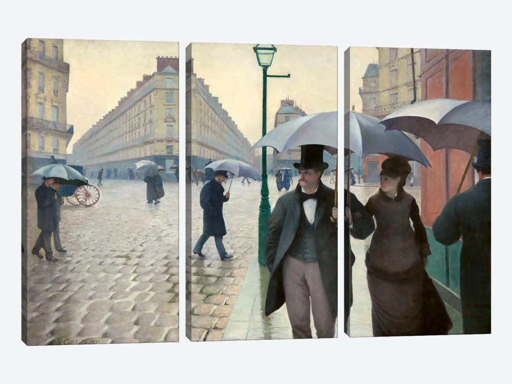 Paris Street: A Rainy Day by Gustave Caillebotte 3-piece Art Print